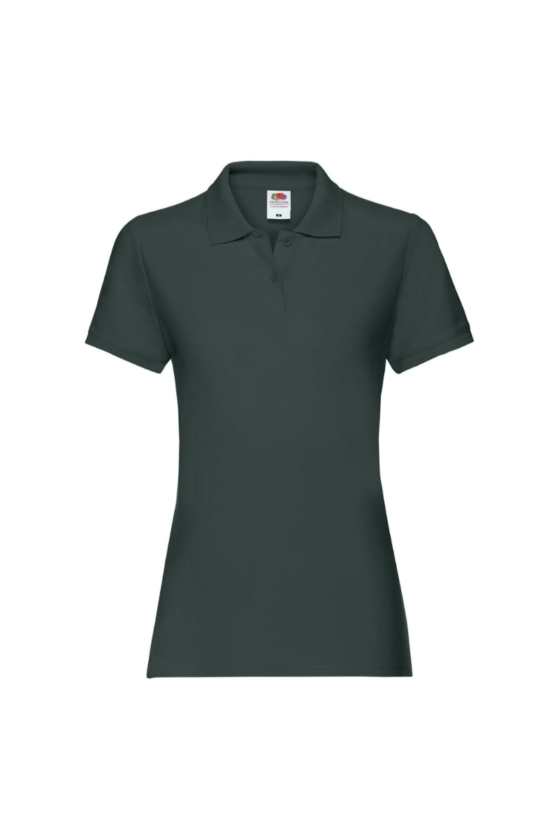 Tricou polo cu maneca scurta dama Fruit of the Loom Premium, Bumbac, Negru, Negru