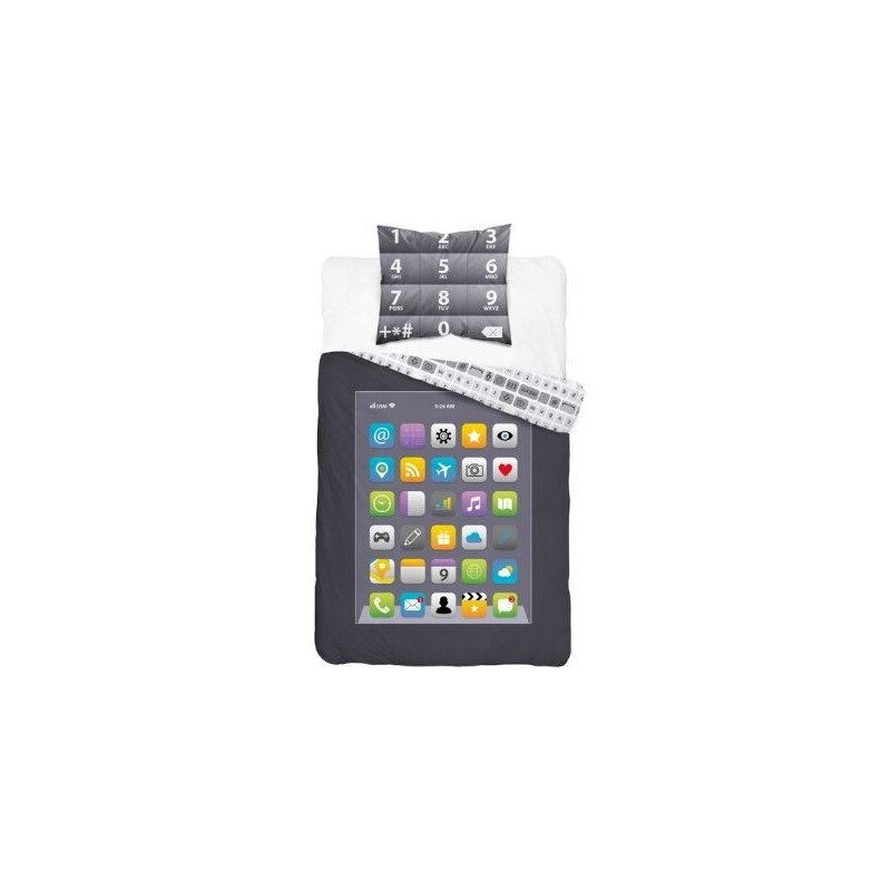 Lenjerie de pat Carbotex, Smartphone, fosforescenta, bumbac, 140x200 cm