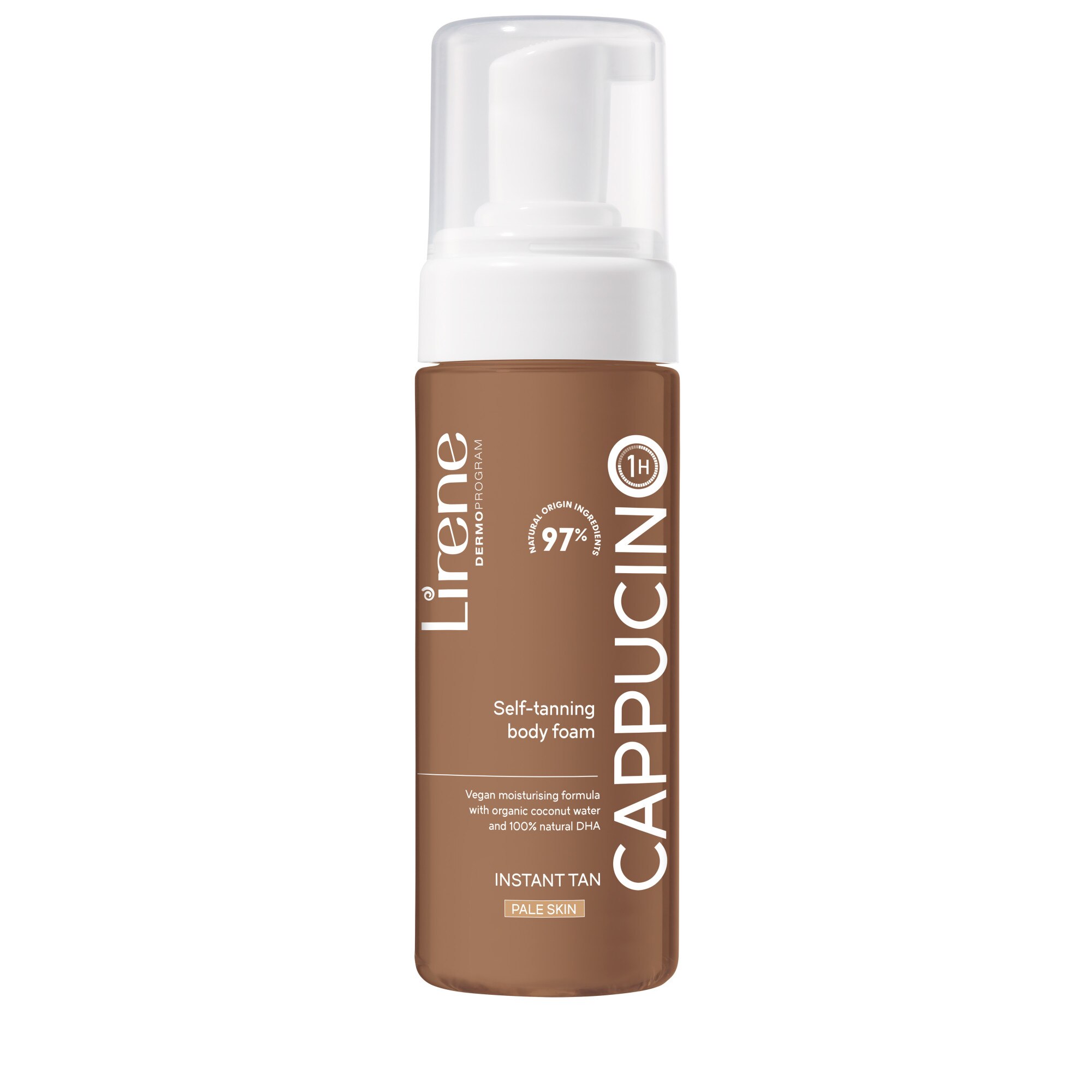 Spuma autobronzanta Lirene pentru corp cu apa organica de cocos CAPPUCINO, 150ml