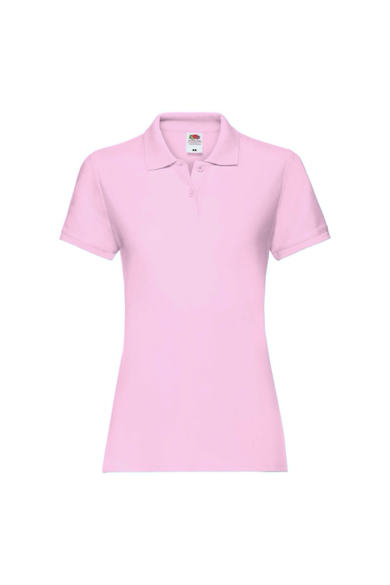 Tricou polo cu maneca scurta dama Fruit of the Loom Premium, Bumbac, Roz deschis, Roz deschis