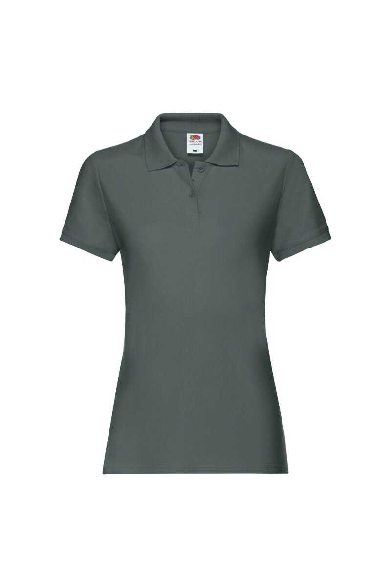 Tricou polo cu maneca scurta dama Fruit of the Loom Premium, Bumbac, Gri grafit, Gri grafit