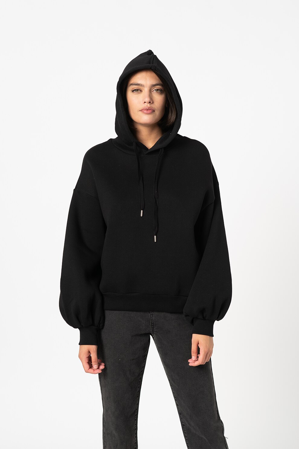 Sisters Point, Hanorac cu imprimeu pe spate Peva, Negru