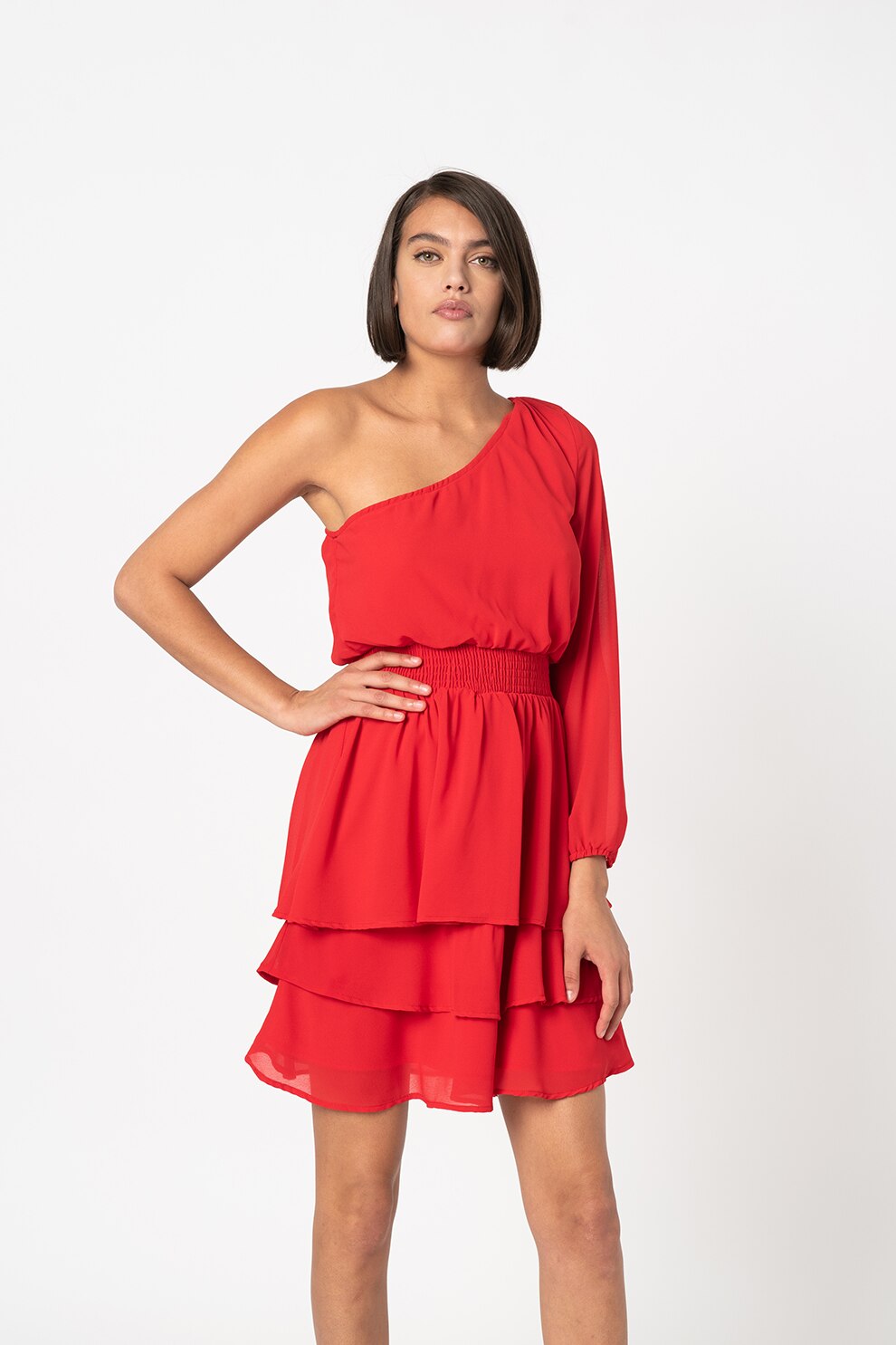 Sisters Point, Rochie cu decolteu pe umeri Elite, Rosu