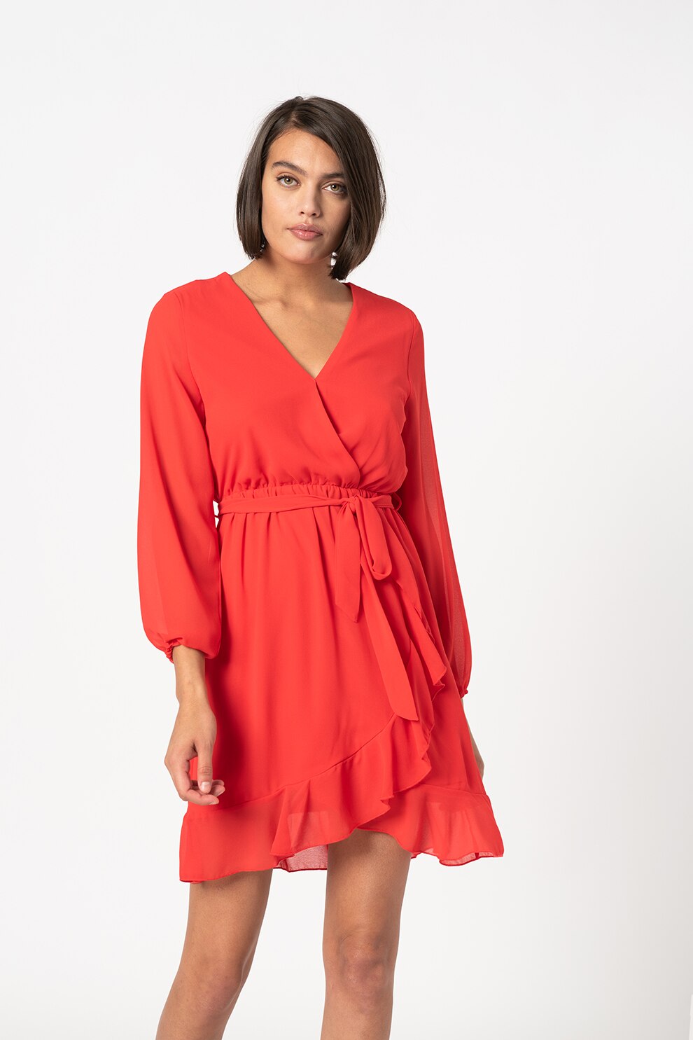 Sisters Point, Rochie cu decolteu cache-coeur New Greto, Rosu