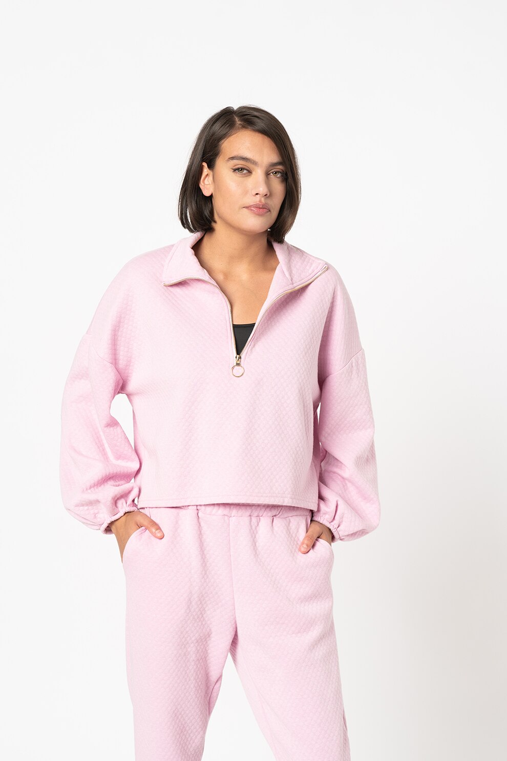 Sisters Point, Bluza sport cu aspect matlasat Viasa, Lila