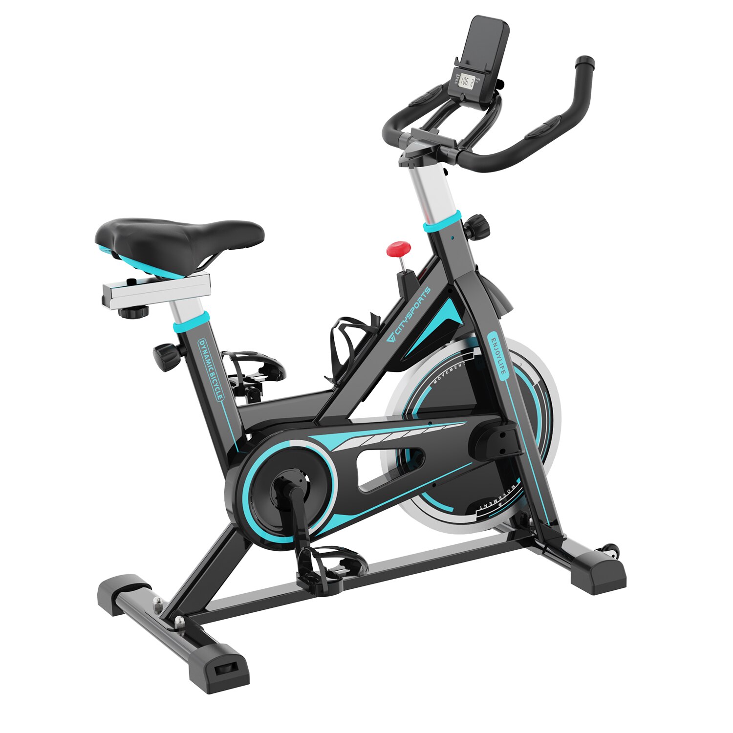 Bicicleta fitness, CITYSPORTS, Reglabila, Afisaj LCD, Greutate maxima 120 kg, Negru/Turcoaz