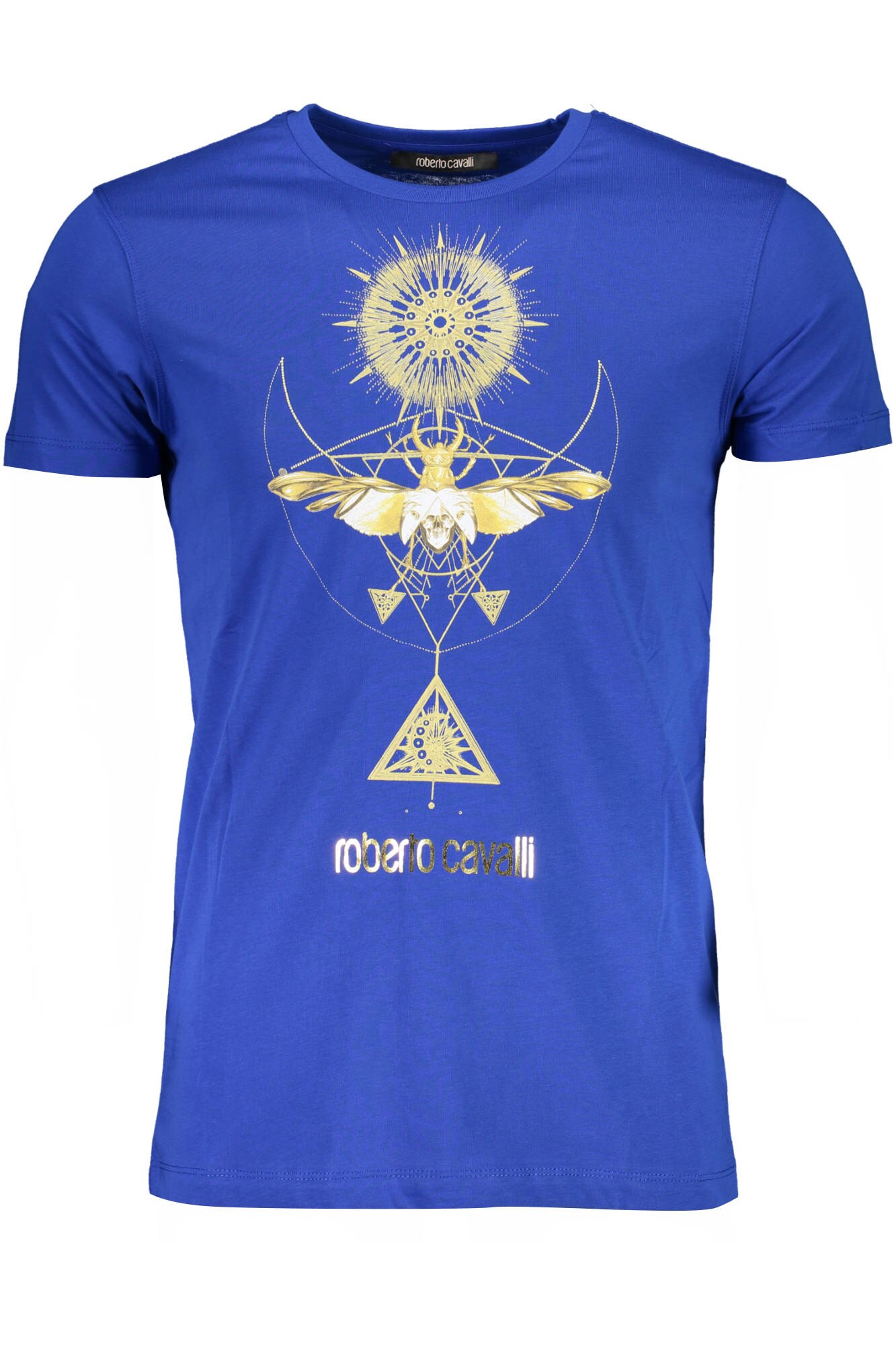 Tricou Barbati, ROBERTO CAVALLI, 9101788, Logo, Albastru, Albastru
