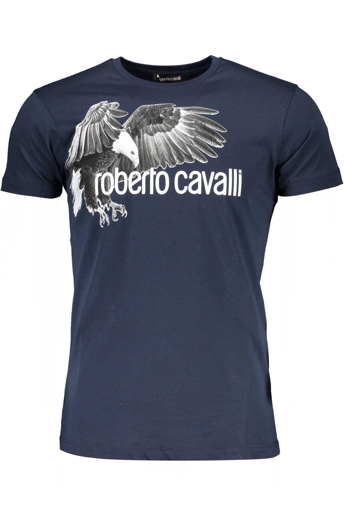 Tricou Barbati, ROBERTO CAVALLI, 9101892, Logo, Albastru, Bleumarin