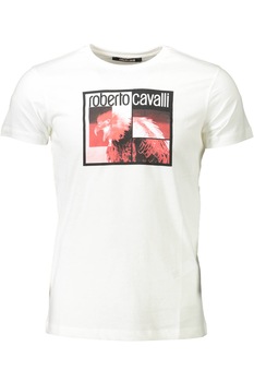 Tricou Barbati, ROBERTO CAVALLI, 9101904, Logo, Alb, Alb Tricou Barbati, ROBERTO CAVALLI, 9101904, Logo, Alb, Alb
