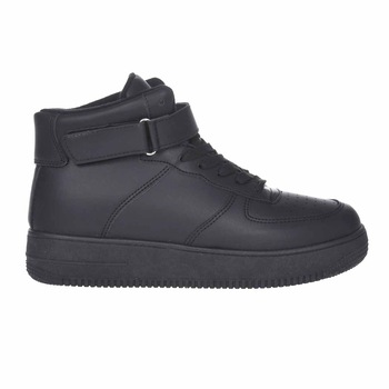 Pantofi Sport Inalti din Piele Ecologica, Negru Pantofi Sport Inalti din Piele Ecologica, Negru