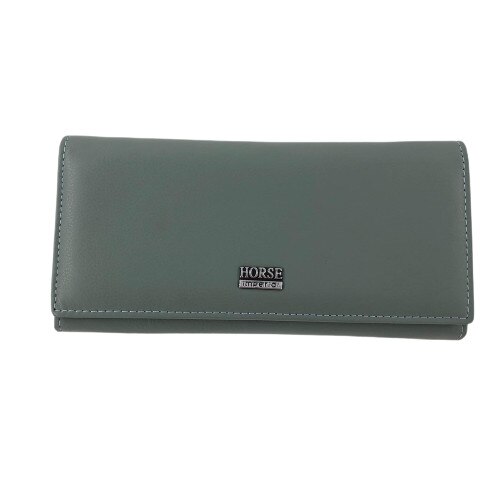 Portofel dama, Horse imperial, piele naturala, verde deschis cu capsa, 18 cm