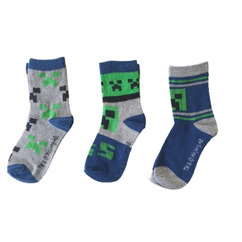 Set 3 Perechi sosete copii Minecraft Creeper, marime 27-30, Multicolor Set 3 Perechi sosete copii Minecraft Creeper, marime 27-30, Multicolor