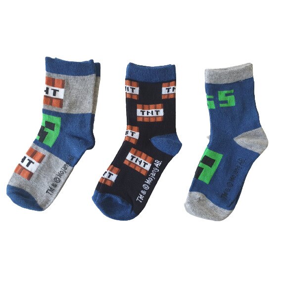 Set 3 Perechi sosete copii Minecraft, marime 31-34, Multicolor