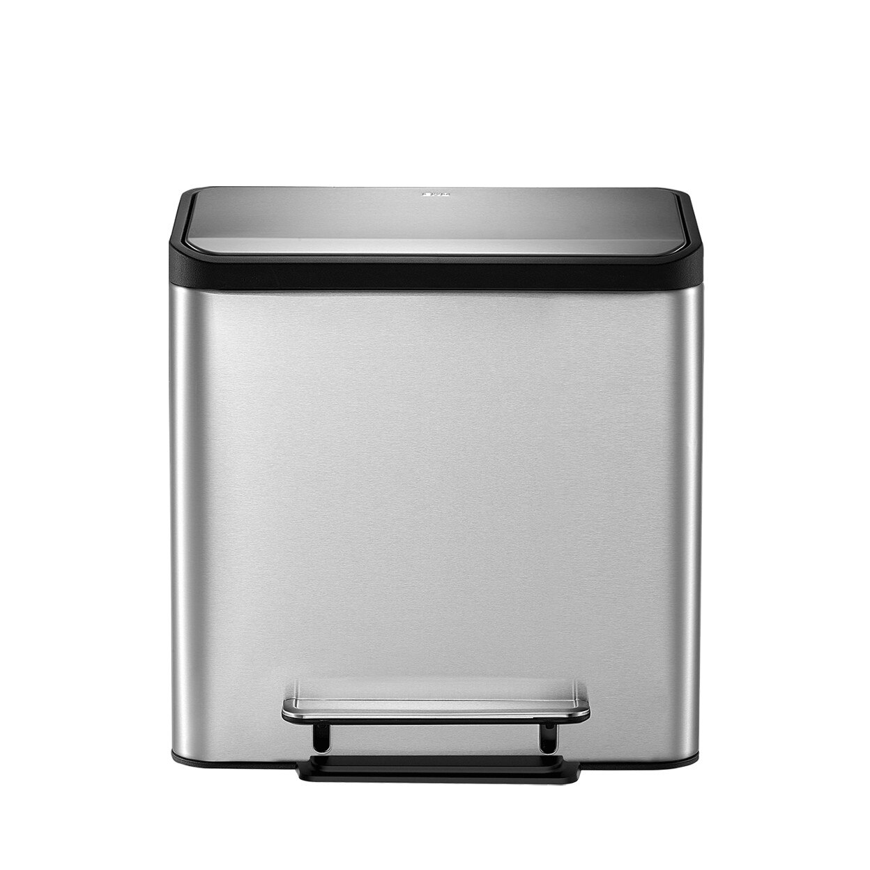 Cos de gunoi EKO, Essential Recycler Bin, cu pedala, capacitate 2 x 20l, 2 compartimente, deschidere/inchidere silentioasa a capacului, functie de sortare a deseurilor, corp din otel inoxidabil, rezistent la amprente, argintiu