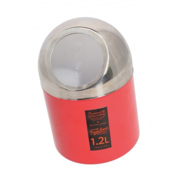 Cos de gunoi pentru masa, 1.2 l, Argintiu cu Rosu Cos de gunoi pentru masa, 1.2 l, Argintiu cu Rosu