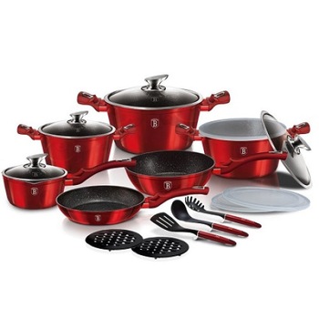 Set oale si tigai marmorate (18 piese) din aluminiu forjat Burgundy Line Berlinger Haus BH 7035 Set oale si tigai marmorate (18 piese) din aluminiu forjat Burgundy Line Berlinger Haus BH 7035