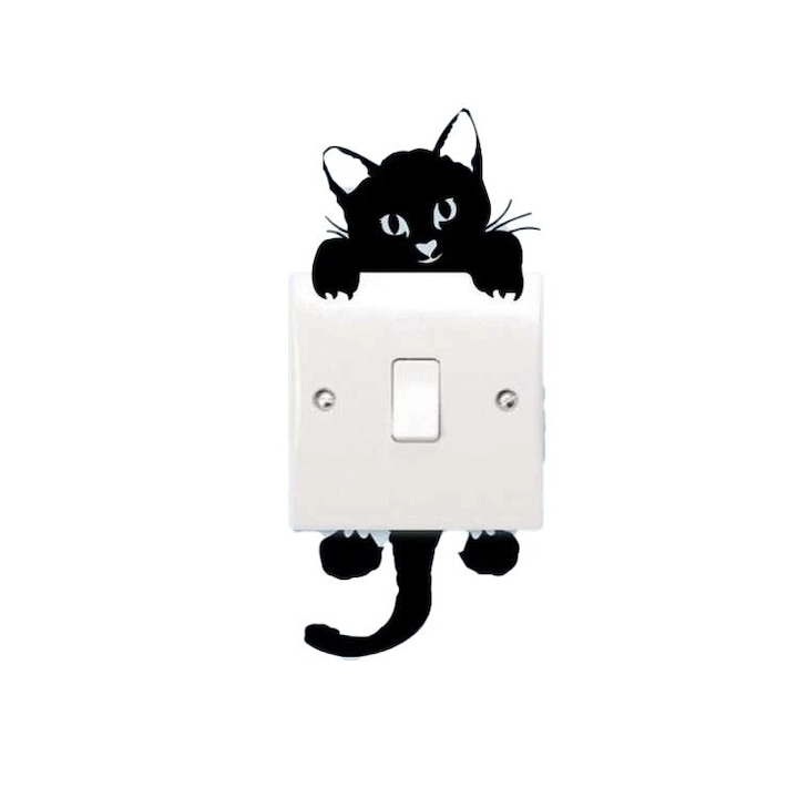 Sticker decorativ pentru intrerupator, Pisica, 11.5 cm, 1018STK