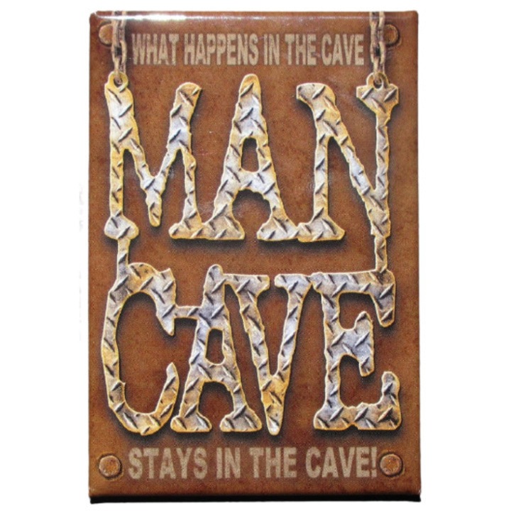 Декоративен магнит, С модел Man Cave, 8 x 5,5 см, Кафяв