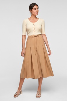 s.Oliver, Bluza cu decolteu in V si margini valurite, Bej s.Oliver, Bluza cu decolteu in V si margini valurite, Bej