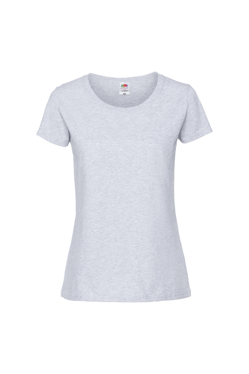 Tricou cu maneca scurta dama Fruit of the Loom Premium, Bumbac, Gri