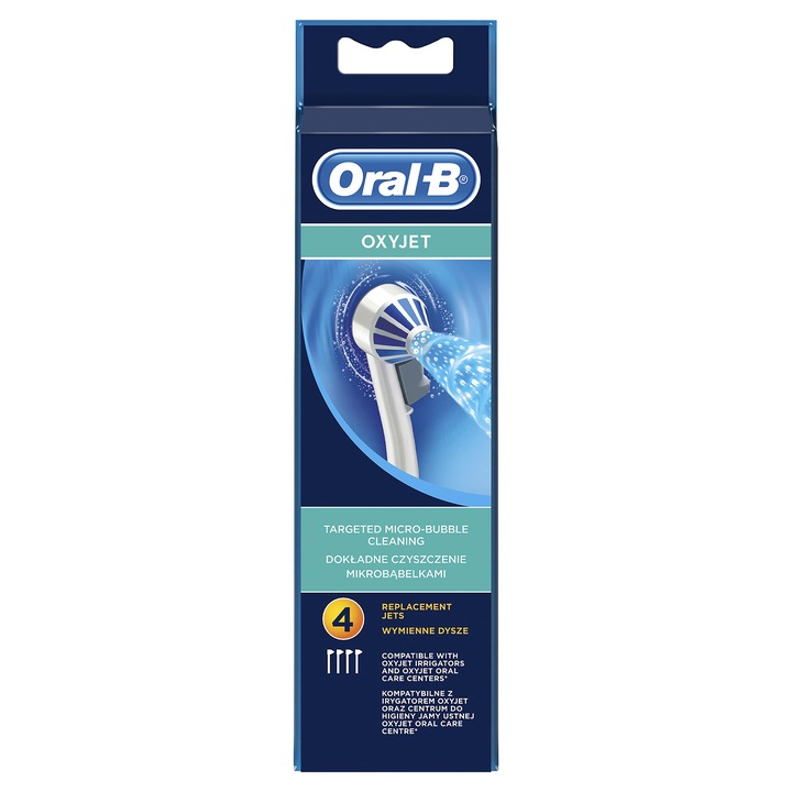 Резервен накрайник за иригатор Braun ED17.4 съвместим с Oral-B OxyJet и Oral-B Oral Care Center, 4 броя