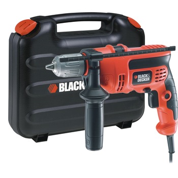 Masina de gaurit cu percutie Black&Decker 600W, 0-2800 RPM, mandrina automata 13mm KR604CRESK + kitbox si indicator adancime Masina de gaurit cu percutie Black&Decker 600W, 0-2800 RPM, mandrina automata 13mm KR604CRESK + kitbox si indicator adancime