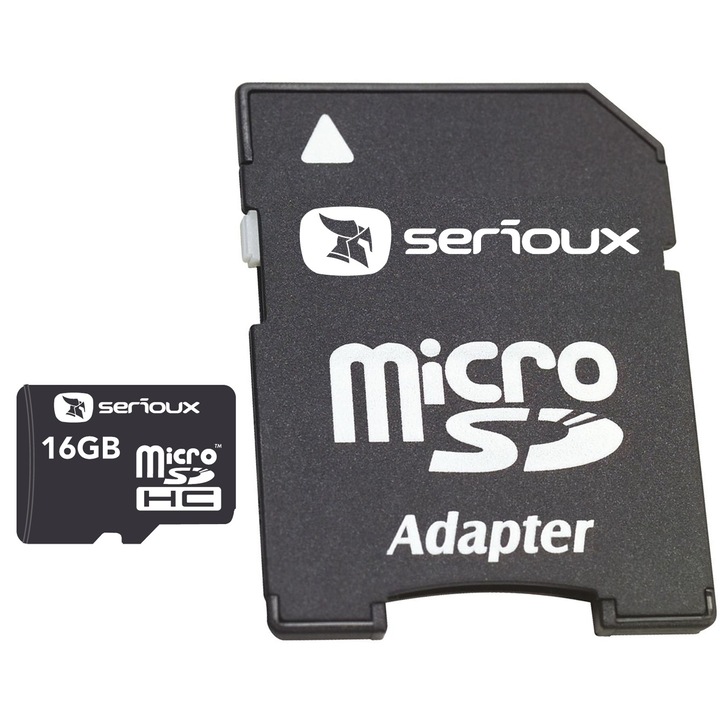 Карта памет Serioux Micro-SDHC 16GB, Class 10 + Адаптер