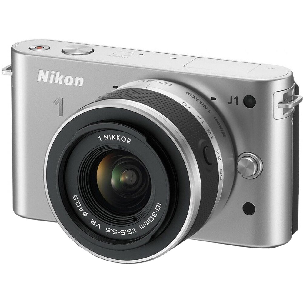 Nikon 1 J1, 10.1MP, Silver + Obiectiv VR 10-30mm - eMAG.ro