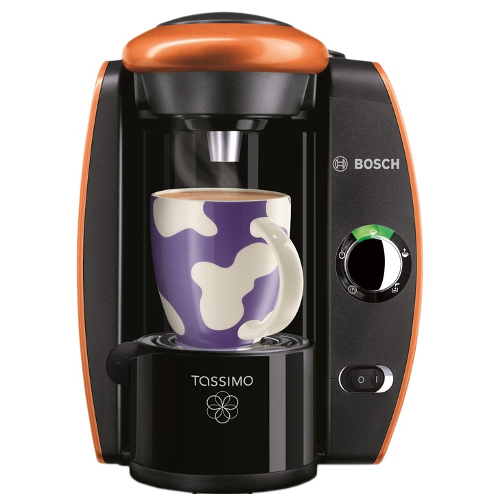 Еспресо машина Bosch Tassimo Fidelia TAS 4014EE, 1300 W, 2 л, 3.3 бара, Капсули, Оранжева