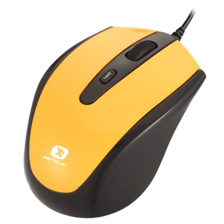 Мишка Serioux Pastel 3300, Жична, USB, Жълта