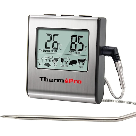 Termometru profesional mancare ThermoPro TP-14 Pro, citire 1 secunde, sonda inox, acuratete 1 grad, alarma, magnetic, functie timer, pre-programat si customizabil, argintiu