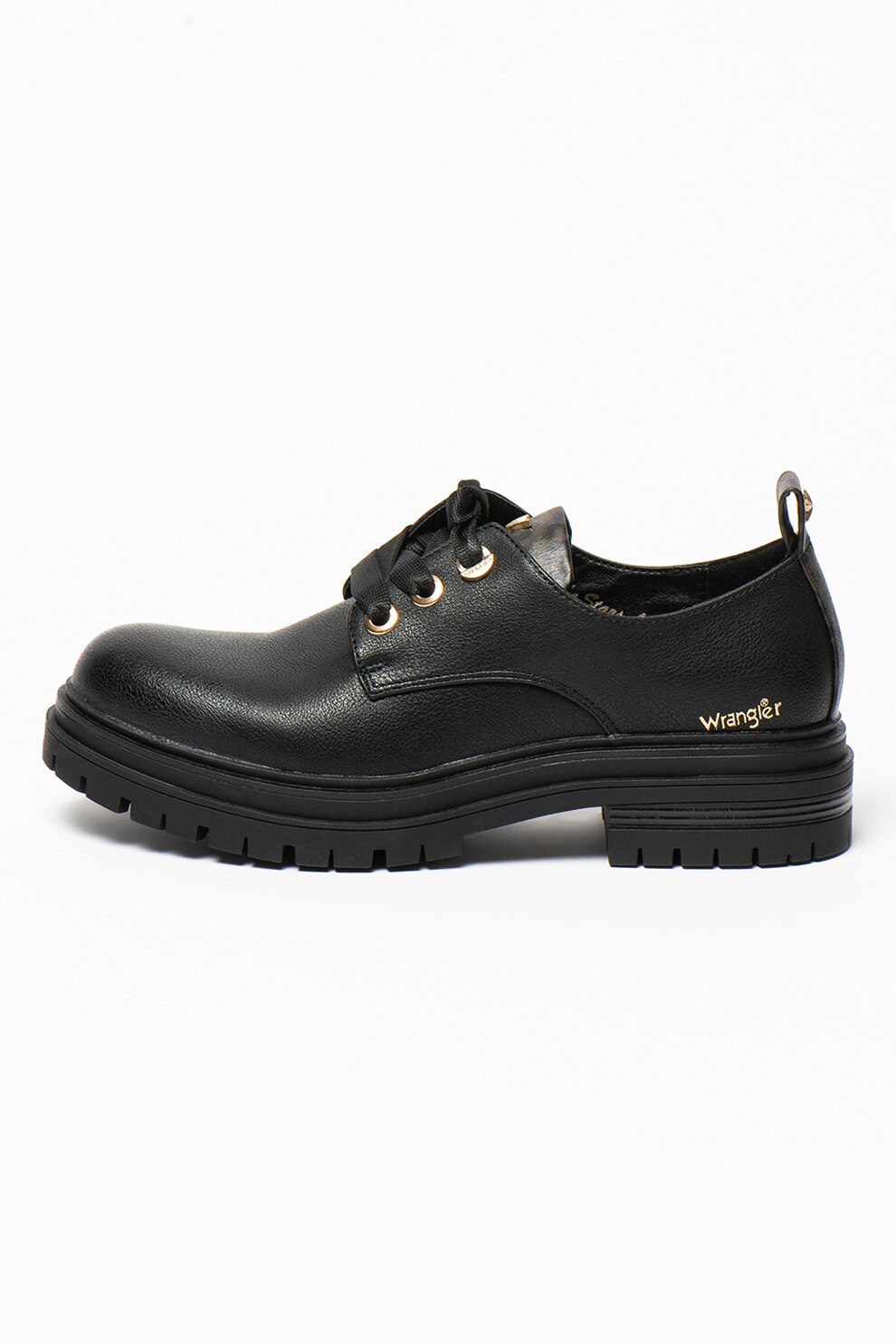 Wrangler, Pantofi derby din piele ecologica Courtney Safari, Negru