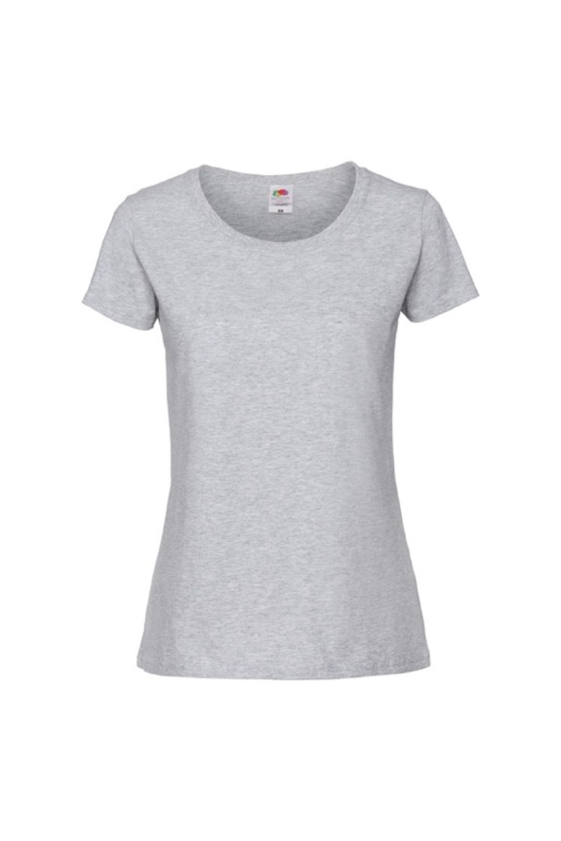 Tricou cu maneca scurta dama Fruit of the Loom Prmeium, Bumbac/Poliester, Gri deschis, Gri deschis