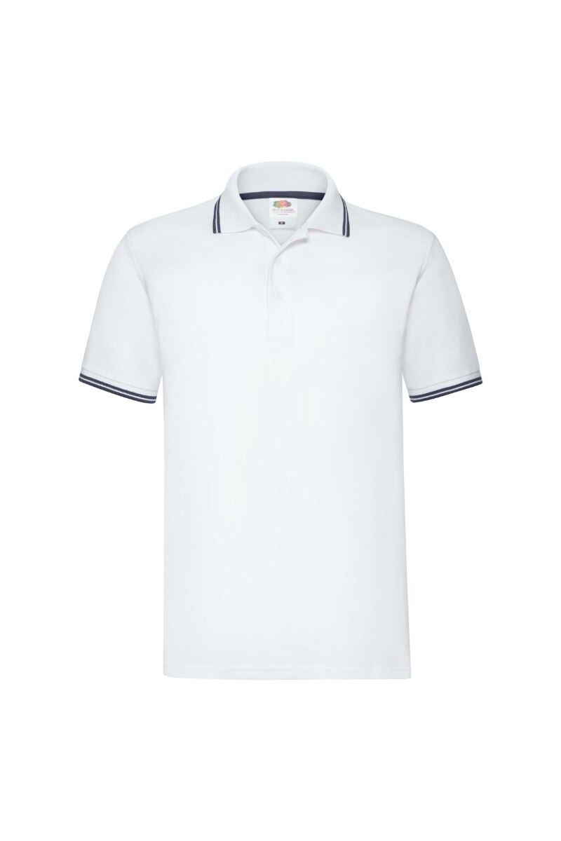 Tricou polo Fruit Of The Loom, Bumbac, Alb/Bleumarin, Alb/Bleumarin