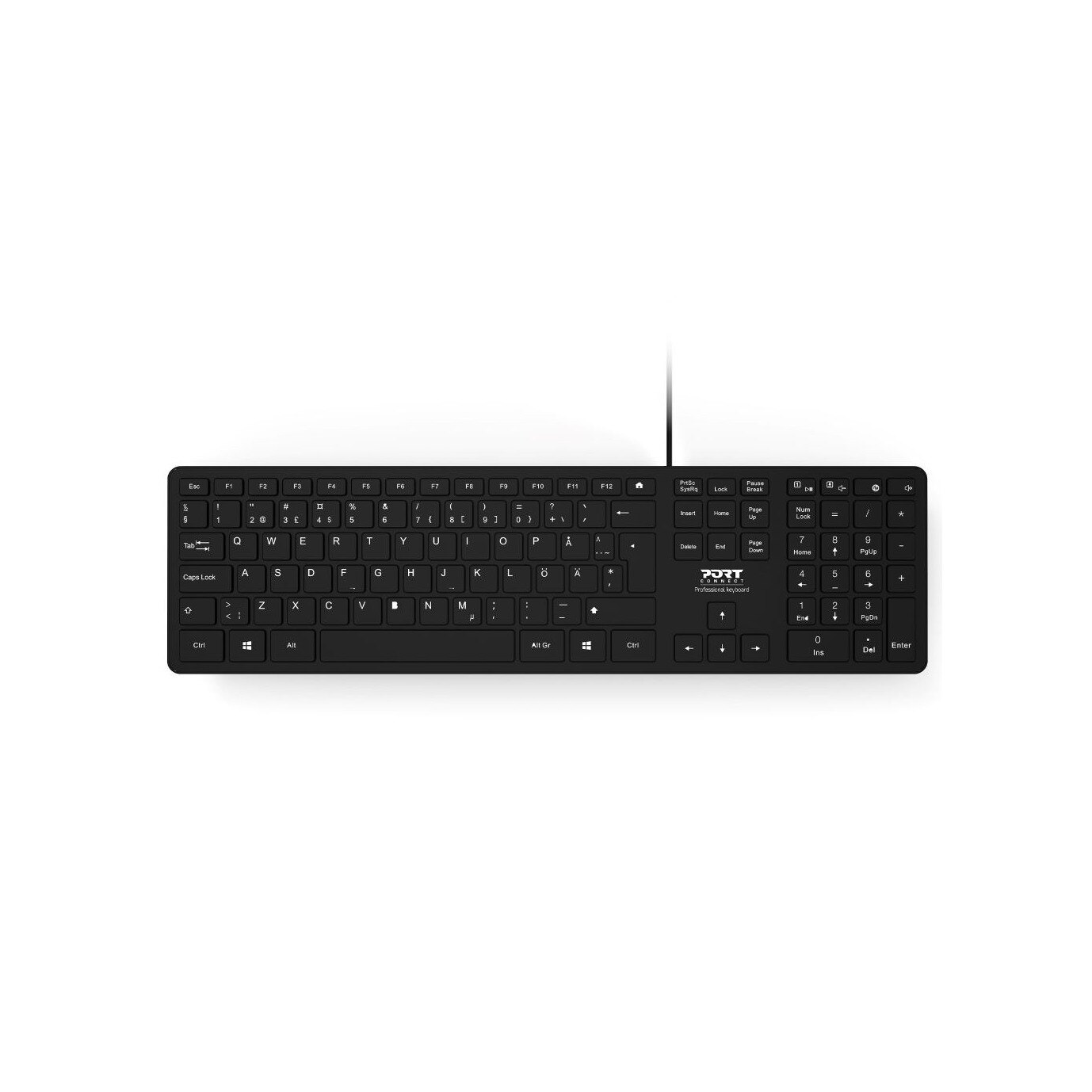 Tastatura cu fir Port Designs OFFICE EXECUTIVE, layout US, 109 taste, USB-A + USB-C, Negru