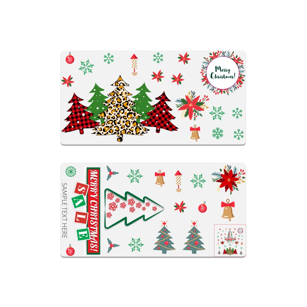 Set 2 autocolante decorative Vaxiuja, Model Craciun, 30 x 60 cm, Multicolor