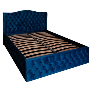 Pat Doha Luxury, dublu cu somiera si spatiu de depozitare, albastru, 160x200 cm Pat Doha Luxury, dublu cu somiera si spatiu de depozitare, albastru, 160x200 cm