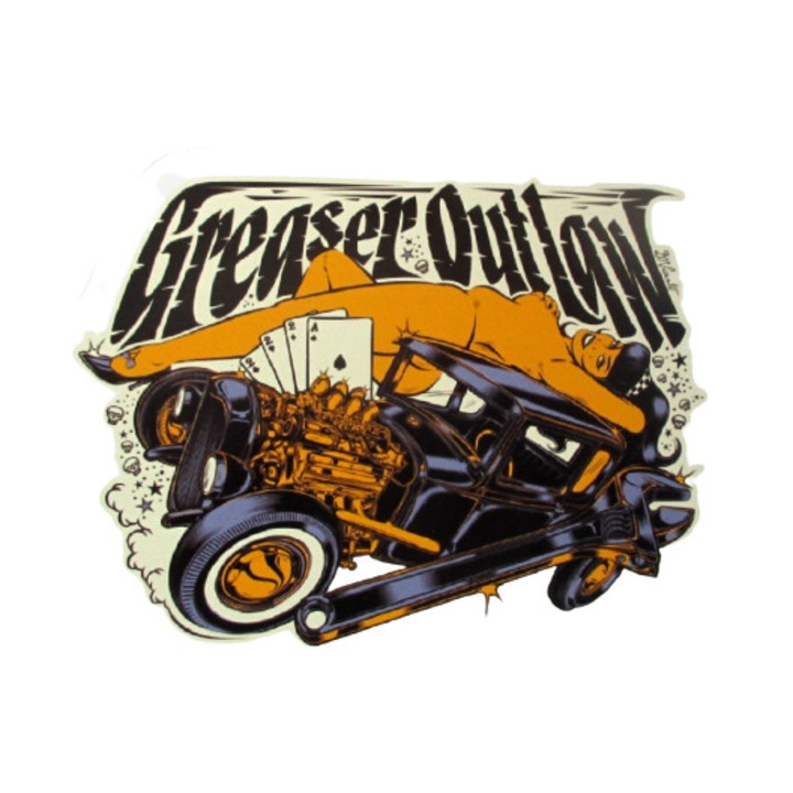 Текстилен стикер, С шарка Greaser Outlaw, 9 x 7 см, Многоцветен