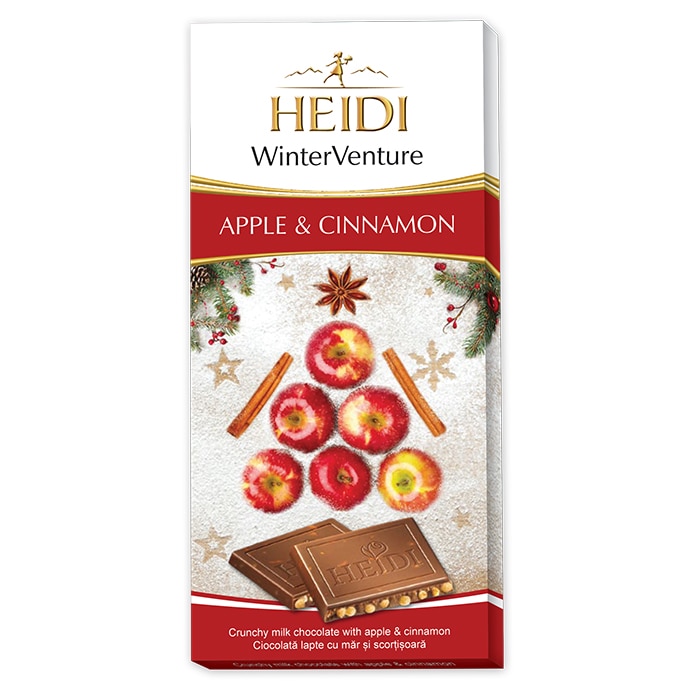 Ciocolata lapte cu mar si scortisoara Heidi Apple & Cinnamon, 90g