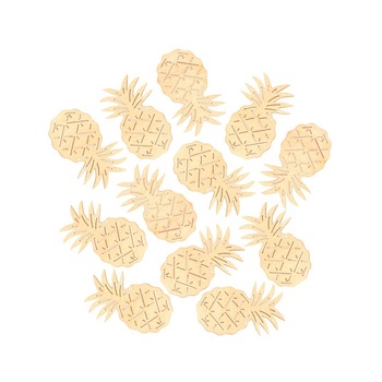 Set 6 ananasi gravati din lemn - galben, 6 cm Set 6 ananasi gravati din lemn - galben, 6 cm