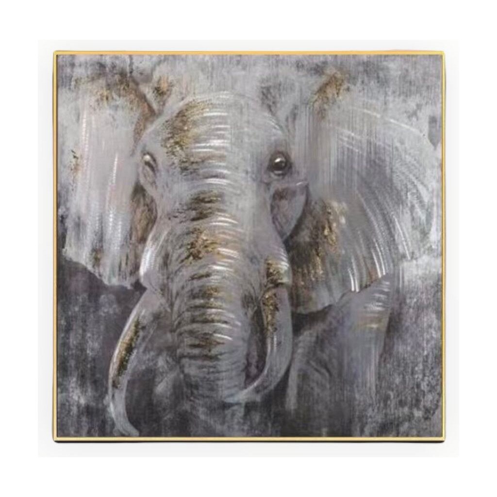 Tablou pictura manual ulei pe panza Accent, 330729 -9, Elefant, 80x80 cm