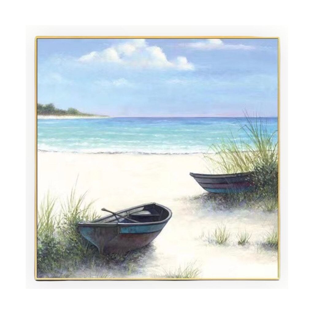 Tablou pictura manual ulei pe panza Accent, 330729 -22, Barci, 80x80 cm