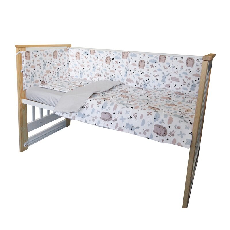 Lenjerie 4 piese, Prichindel, arici si iepuras,120x60cm