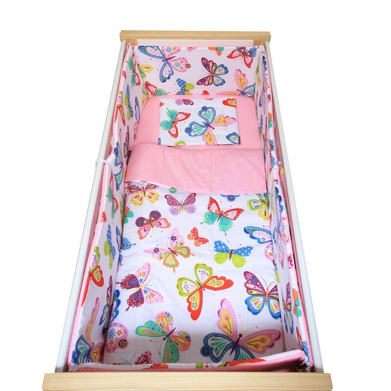 Lenjerie 5 piese, Prichindel, fluturasi multicolori,120x60cm