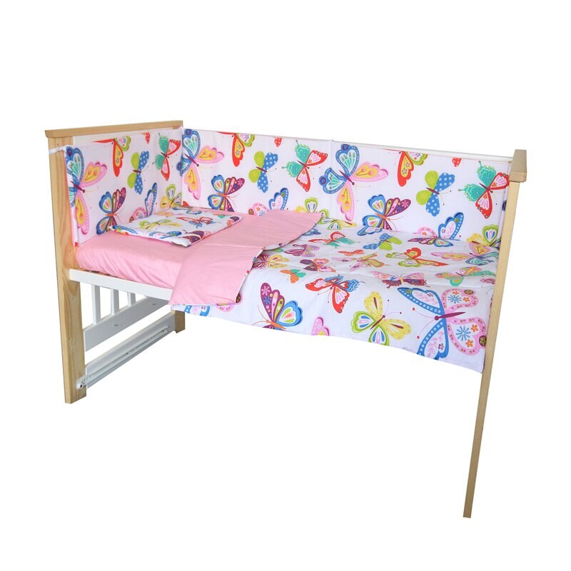 Lenjerie 4 piese, Prichindel, fluturasi multicolori,120x60cm