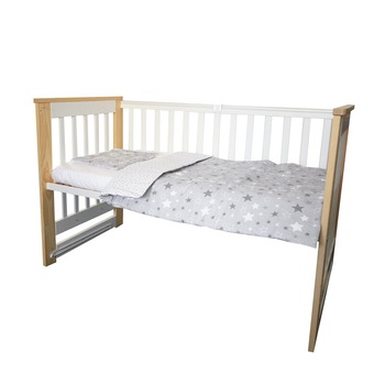 Lenjerie 3 piese, Prichindel, gri cu stelute si verso alb cu stelute gri,120x60cm Lenjerie 3 piese, Prichindel, gri cu stelute si verso alb cu stelute gri,120x60cm