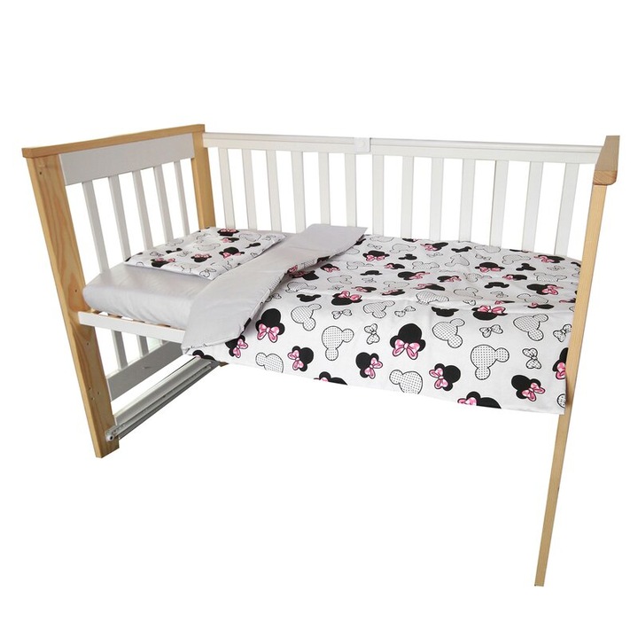 Lenjerie 3 piese, Prichindel, Minnie, gri, 120x60cm