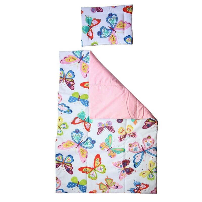Lenjerie 2 piese, Prichindel, fluturasi multicolori,120x60cm