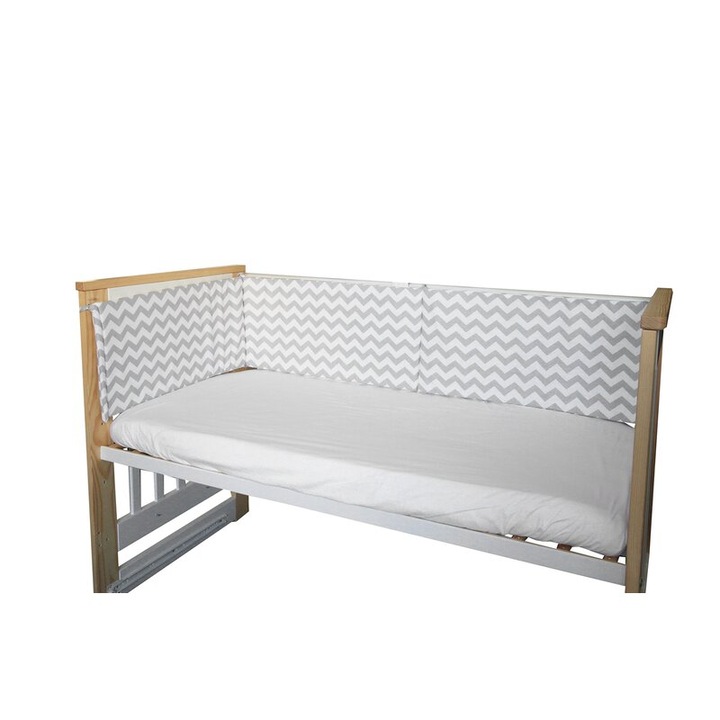 Aparatoare laterala, Prichindel, alb cu zig zag gri, 180x30cm