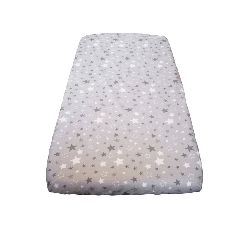 Cearceaf patut, Prichindel, gri cu stelute mari, 120 x 60 cm